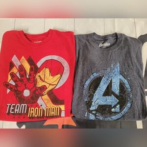 Marvel Avengers Bundle 2for1 Large: Blue Avengers And Red retro Ironman Shirts.
